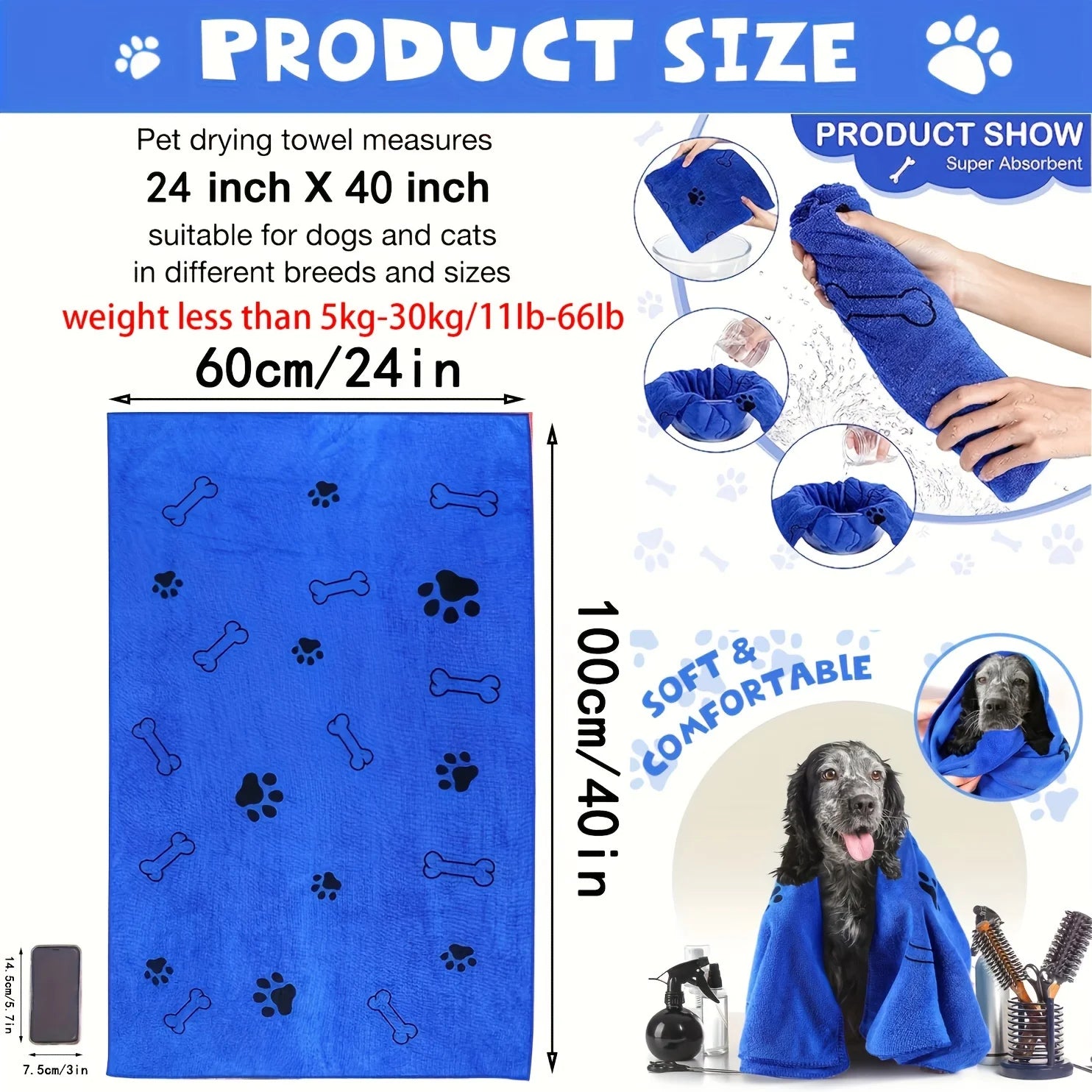 Quick-Drying Microfiber Dog Cat Towel